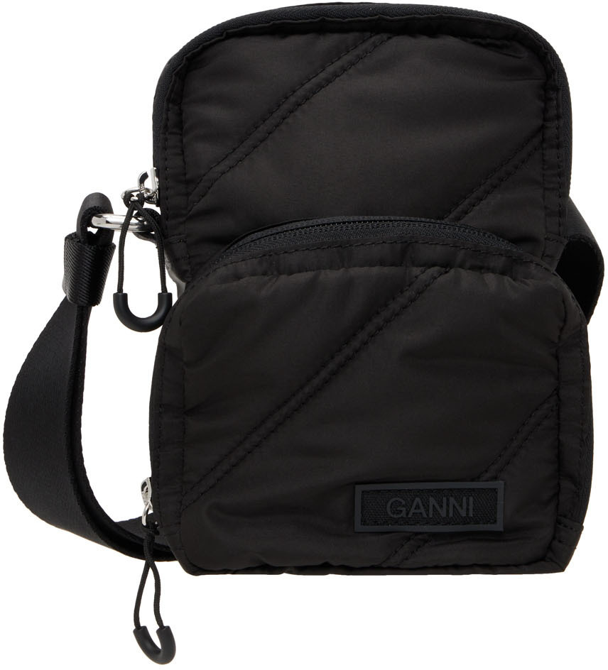 GANNI Black Recycled Tech Quilted Pouch