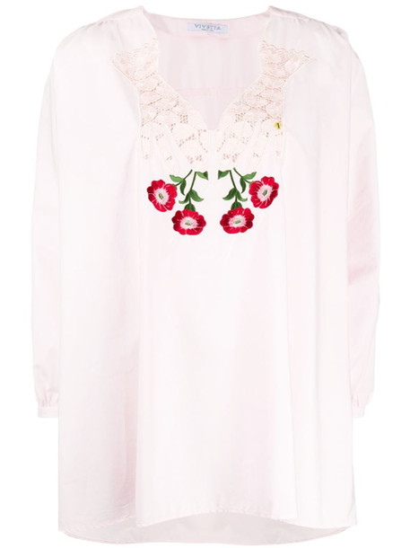Vivetta embroidered floral neckline blouse in pink
