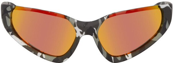 Balenciaga Grey Exaggerated Sport Goggle Sunglasses