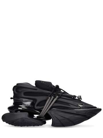 balmain unicorn neoprene & calfskin sneakers in black
