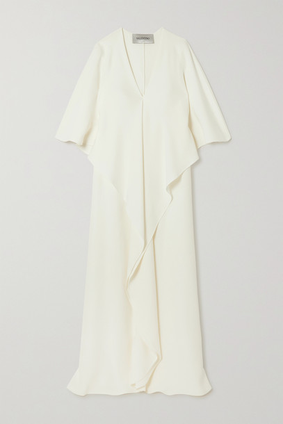 Valentino - Draped Silk-crepe Gown - White