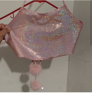 shirt,glitter,pink,halter top,cute,girly,rave