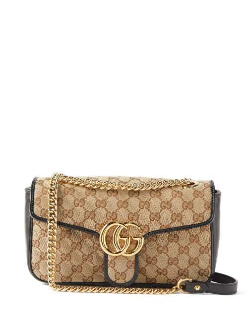 Gucci - GG Marmont Small Matelassé-canvas Shoulder Bag - Womens - Beige Multi