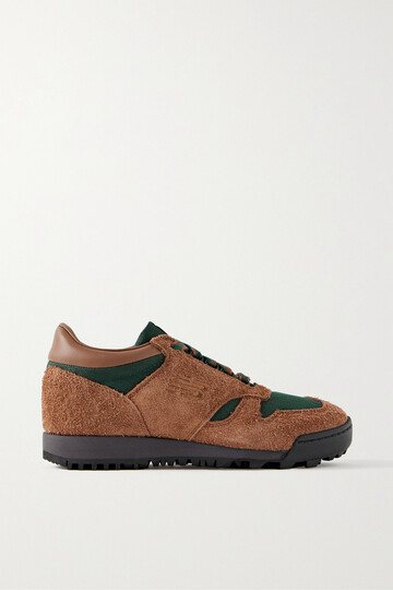 new balance - rainier leather and cordura-trimmed suede sneakers - brown