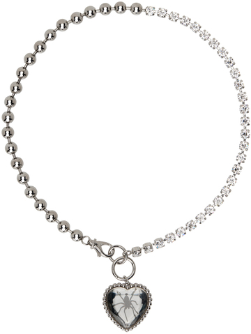 safsafu ssense exclusive silver spider bff necklace in grey