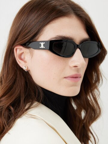 celine eyewear - triomphe cat-eye acetate sunglasses - womens - black