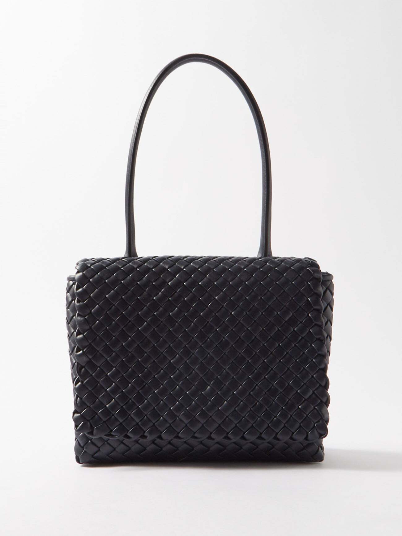 Bottega Veneta - Patti Intrecciato-leather Top-handle Bag - Womens - Dark Blue