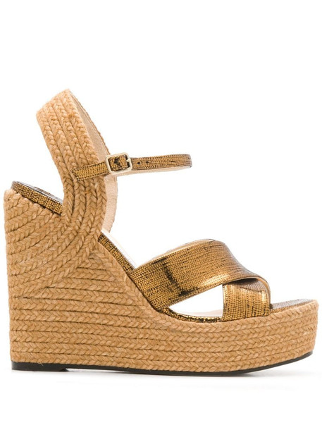 Jimmy Choo Dellena 100mm espadrille wedges in gold