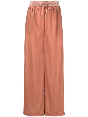 twinset wide-leg velvet trousers - pink