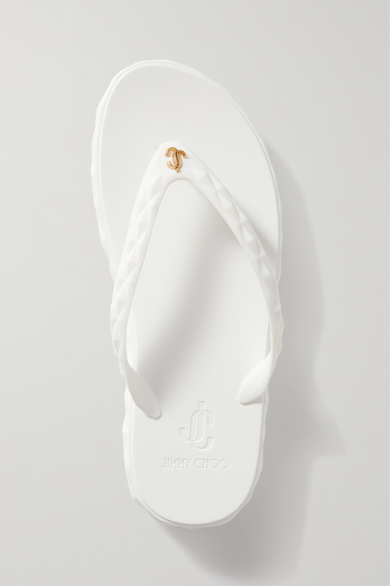 Jimmy Choo - Grace Embellished Rubber Platform Flip Flops - White