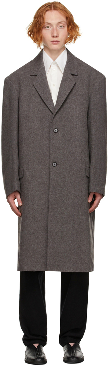 lemaire grey wool suit coat