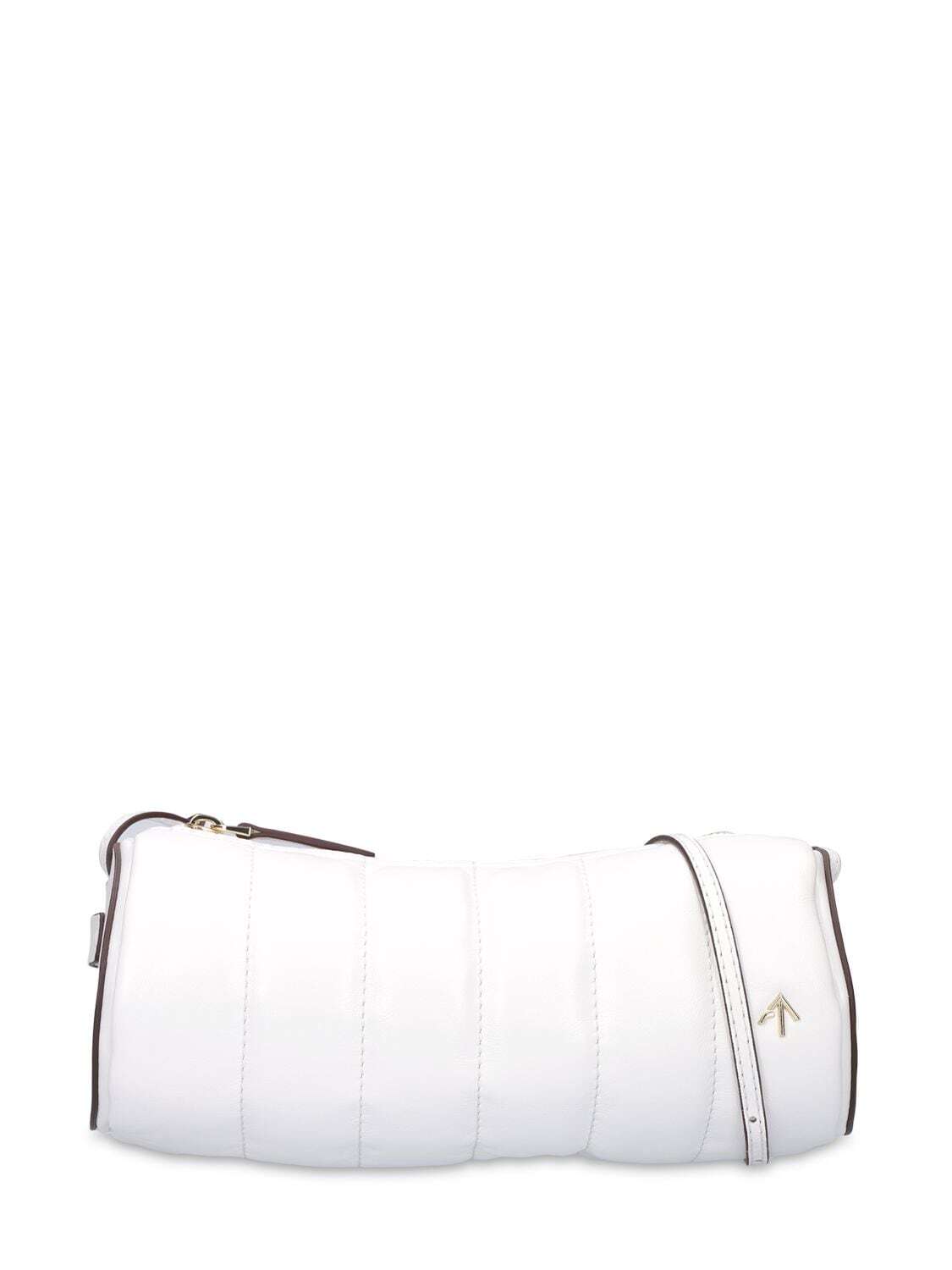 MANU ATELIER Padded Cylinder Leather Shoulder Bag in white
