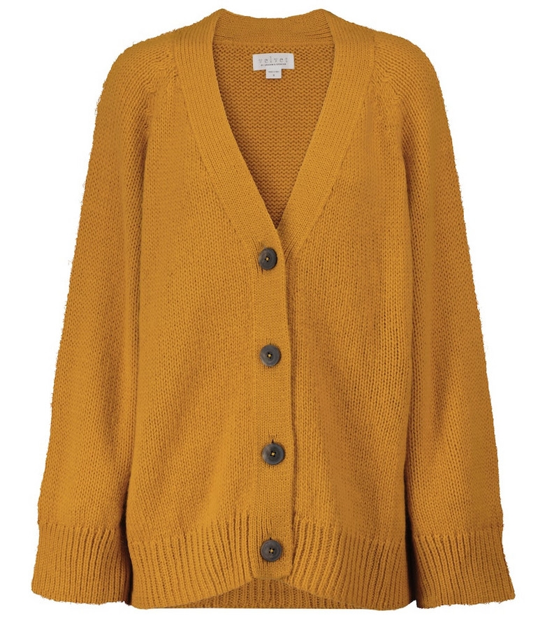 Velvet Kim alpaca-blend knit cardigan in yellow