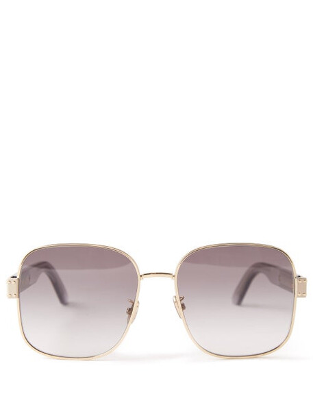 Dior - S5u Square Metal Sunglasses - Womens - Grey Gold