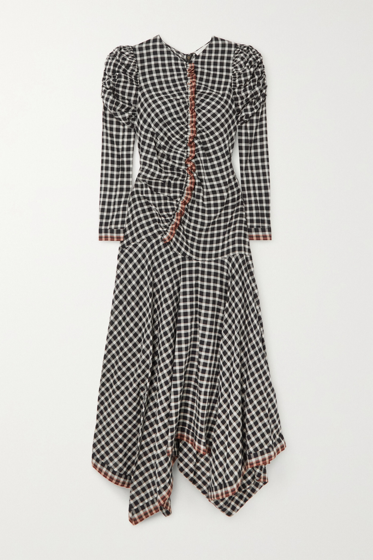 Ulla Johnson - Isobel Asymmetric Ruched Gingham Cotton-gauze Maxi Dress - Black