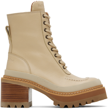 see by chloé see by chloé beige mahalia ankle boots in natural