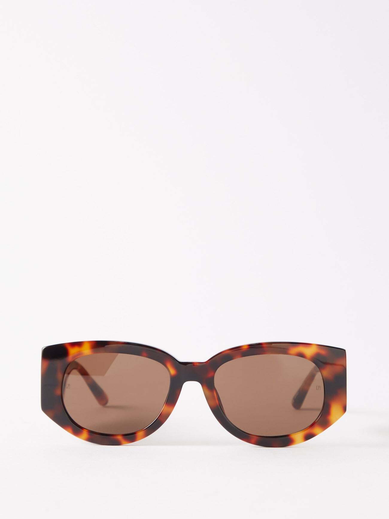 Linda Farrow - Debbie Oval Acetate Sunglasses - Womens - Brown