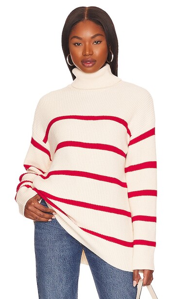 ALL THE WAYS Robyn Stripe Sweater in Ivory in red