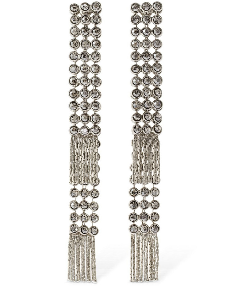 ETRO Crystal & Fringe Pendant Earrings in silver