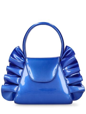 ANDREA WAZEN Franca Patent Leather Bag W/ Ruffles in blue