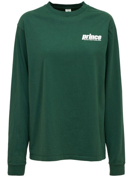 SPORTY & RICH Prince Sporty Long Sleeve T-shirt in green / white