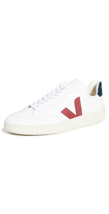 veja v-12 leather sneakers extra white/marsala/nautico 43