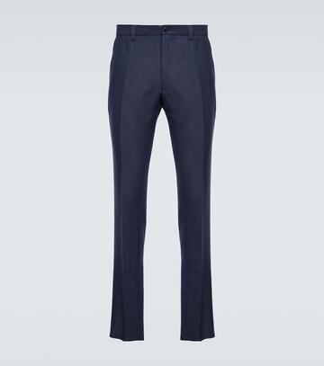 dolce&gabbana mid-rise slim-leg linen pants in blue