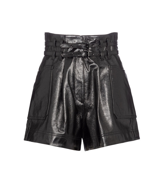 Philosophy Di Lorenzo Serafini High-rise belted leather shorts in black