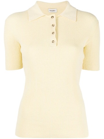 nanushka ribbed-knit polo shirt - yellow