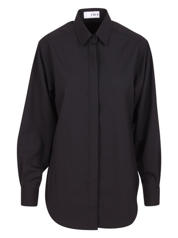 Vìen Vien Asymmetrical Light Wool Shirt in black