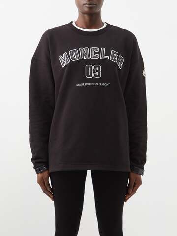 moncler - logo-appliqué cotton-jersey sweatshirt - womens - black