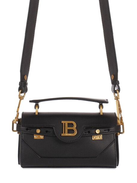 BALMAIN Bbuzz 19 Leather Baguette Shoulder Bag in black
