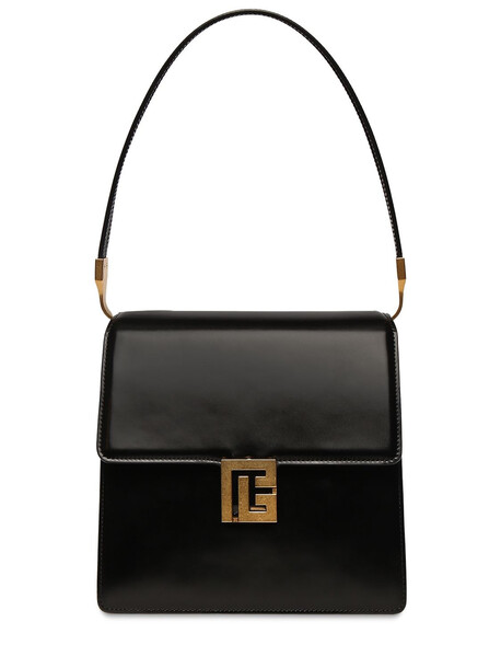 BALMAIN Small Ely Leather Top Handle Bag in black