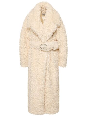 COPERNI Belted Faux Fur Maxi Coat in white