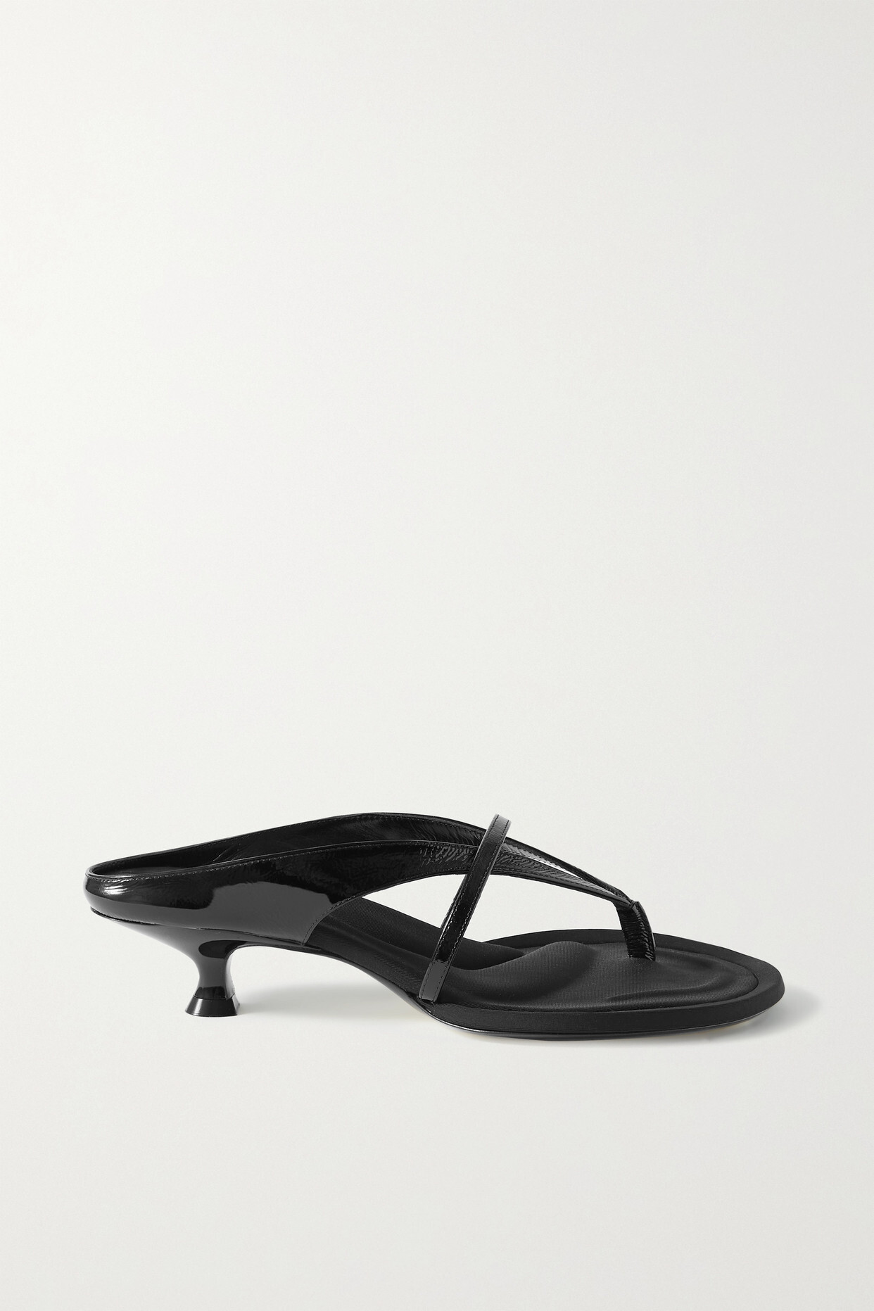 Khaite - Monroe Crinkled Patent-leather Sandals - Black