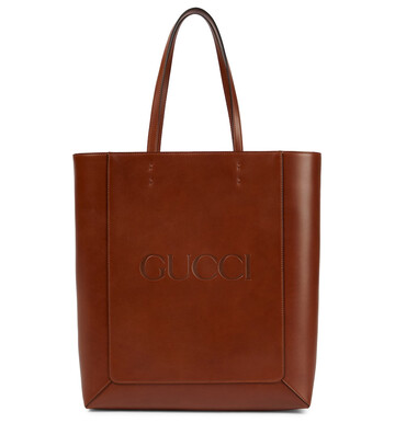 Gucci Medium embossed leather tote in brown