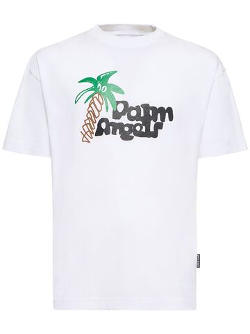 palm angels sketchy classic cotton t-shirt in white / multi