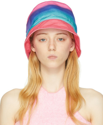 AGR Multicolor Denim Bucket Hat in blue / pink