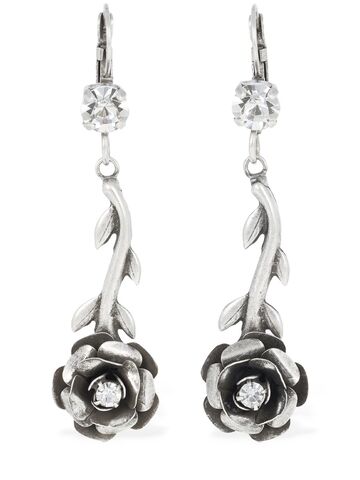 BLUMARINE Rose Drop Earrings in silver
