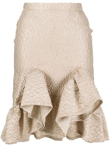 Koché Koché brocade ruffled skirt - Neutrals
