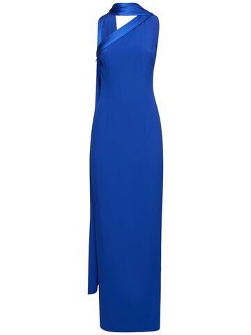 roland mouret one-shoulder satin crepe gown in blue