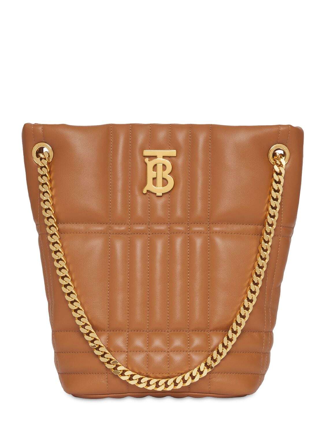 BURBERRY Small Lola Quilted Leather Bucket Bag in brown