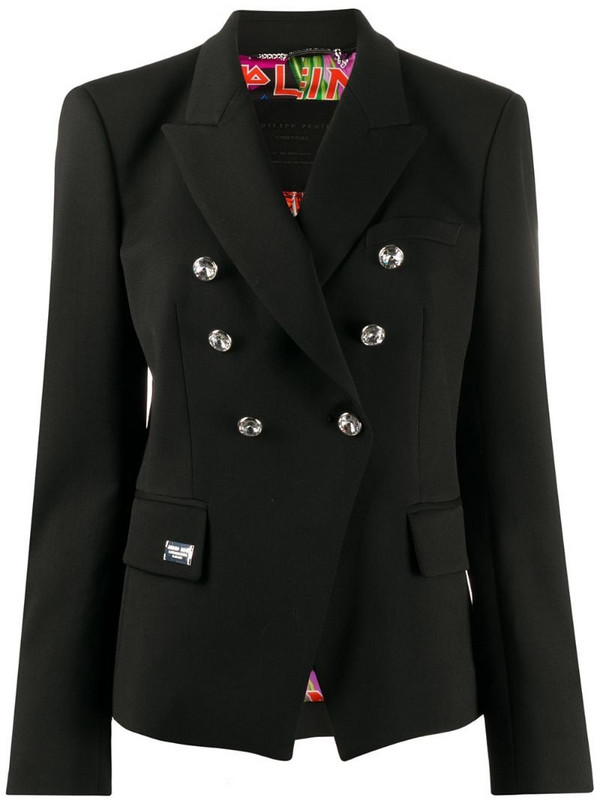 Philipp Plein fitted double breasted blazer in black