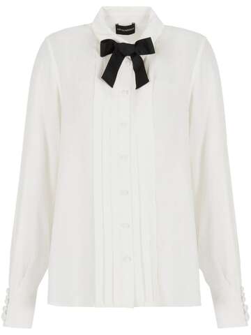 emporio armani pleat-detailing long-sleeve shirt - white