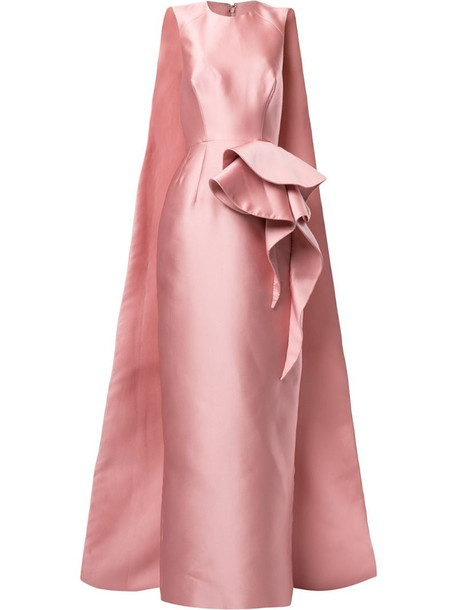 Azzi & Osta ruffled cape-back gown in pink