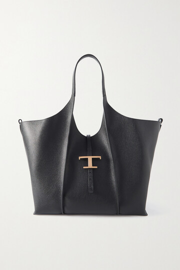 tod's - t timeless medium leather shoulder bag - black