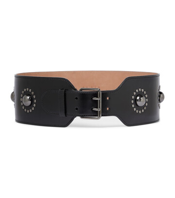 AlaÃ¯a Embellished leather belt in black