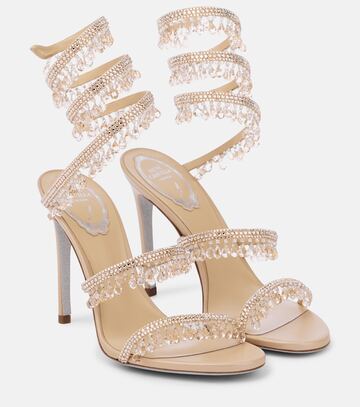Rene Caovilla Chandelier embellished satin sandals in gold