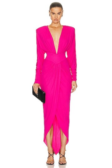 alexandre vauthier maxi dress in fuchsia in pink