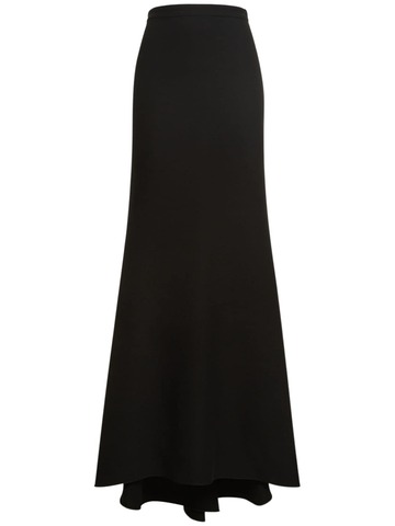 VALENTINO Silk Cady Long Column Tail Skirt in black